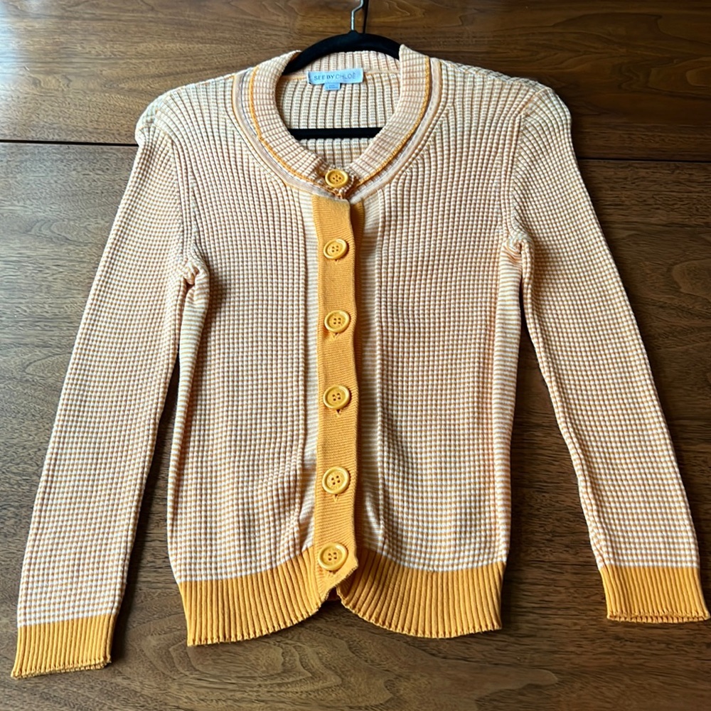 See by Chloe Striped Cotton Cardigan